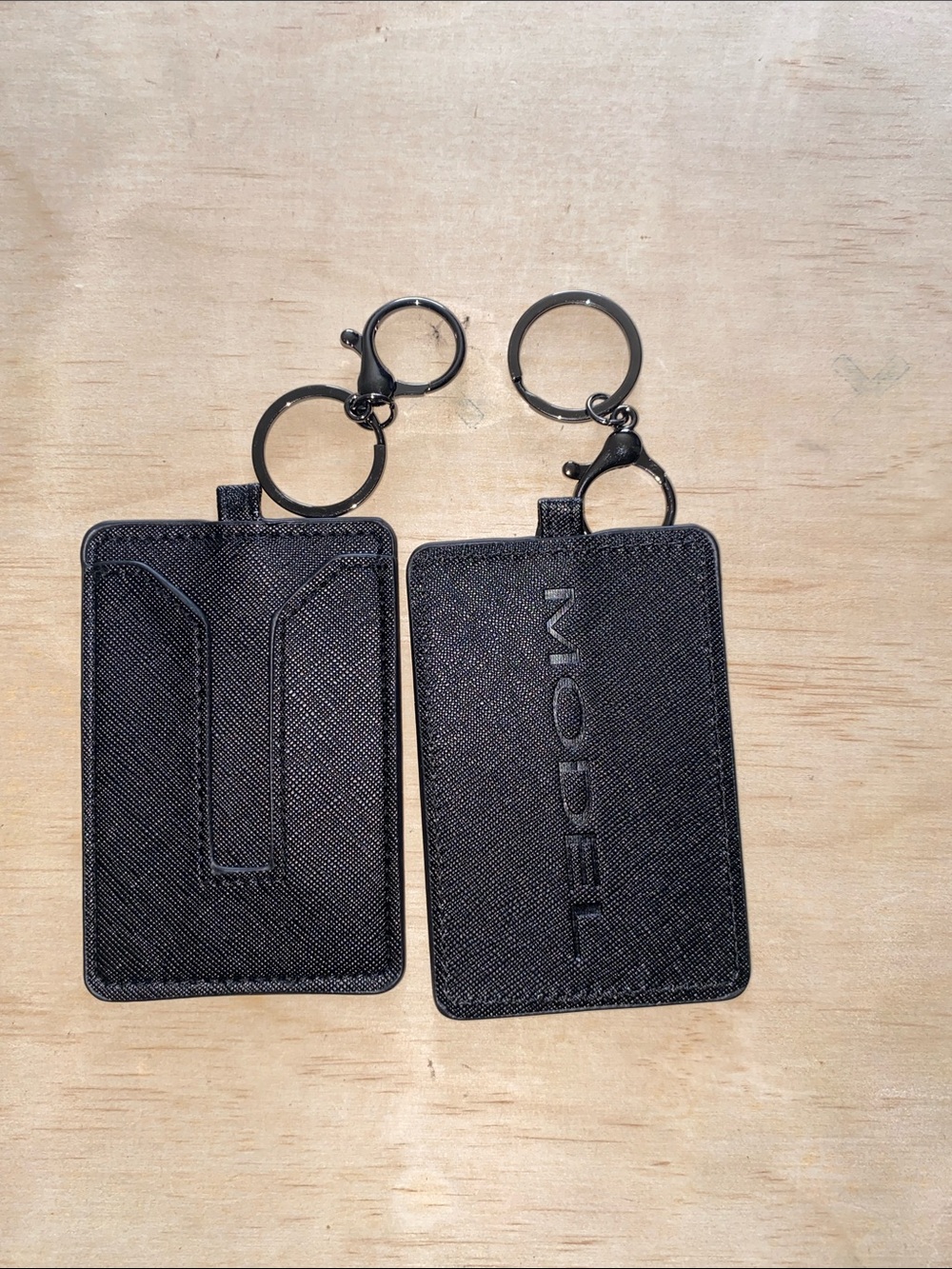 Tesla Black Card Holder Keychain with Key Ring